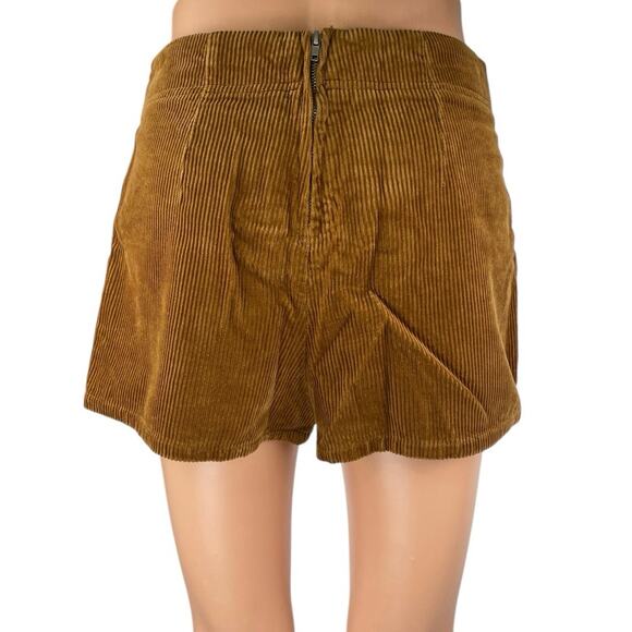 Forever 21 Brown Tan Corduroy Button Down Zip High Rise Mini Skort Skirt Size S - Picture 3 of 5